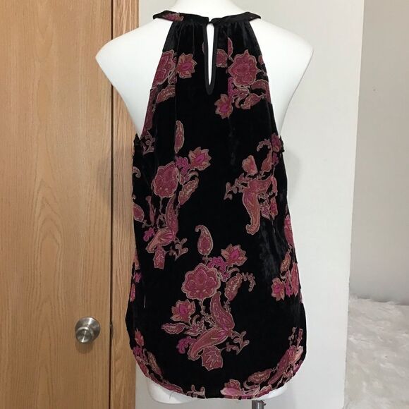 Daniel Rainn Black Velvet Burnout Floral Top New Size Medium - Picture 3 of 10